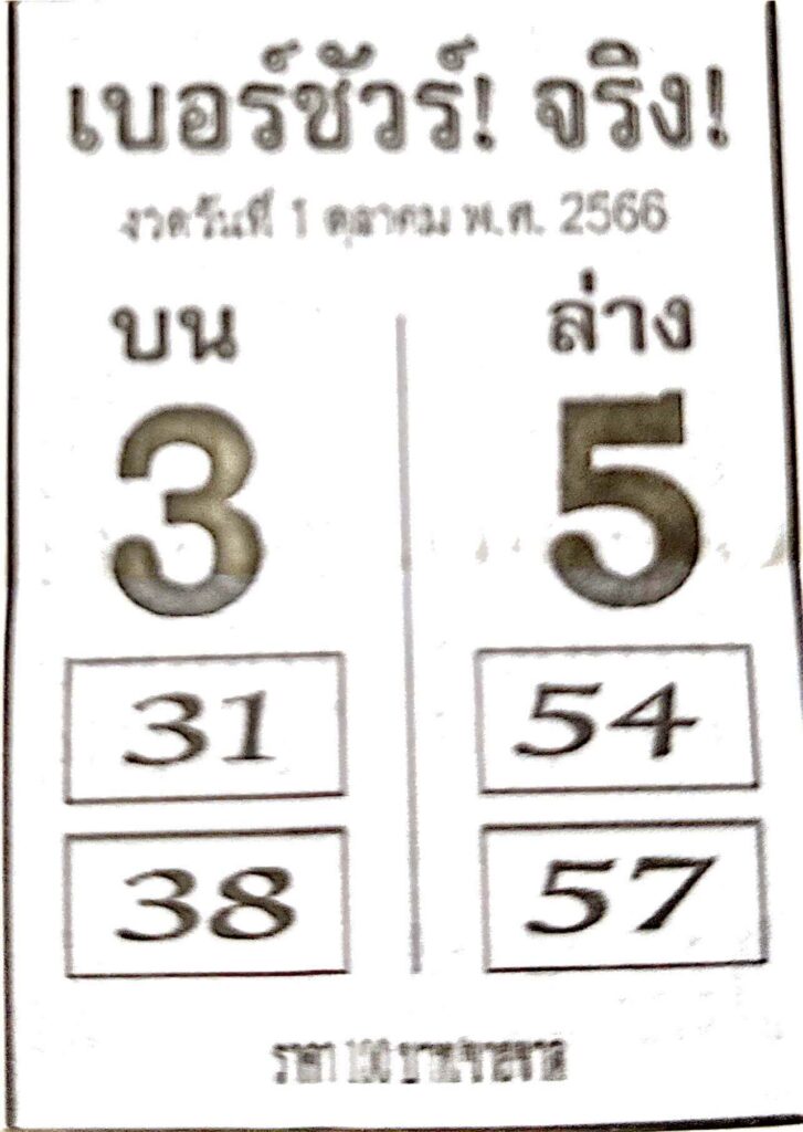 หวยเบอร์ชัวร์จริง